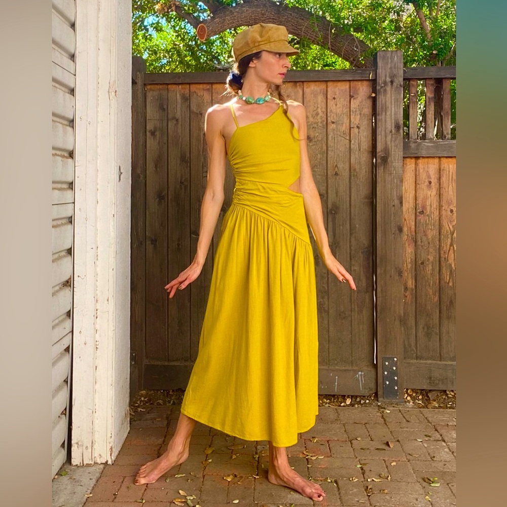 Beautiful Sunflower Mustard Yellow BoHo Dress